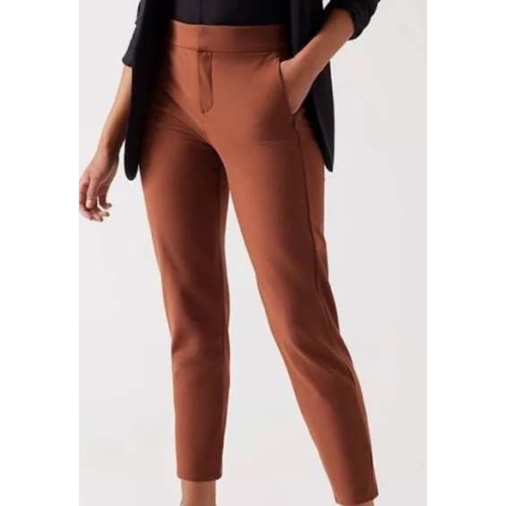 Athleta Stellar Skinny Trouser Pants Rust Burnt Orange Ancient Mahogany Size 18